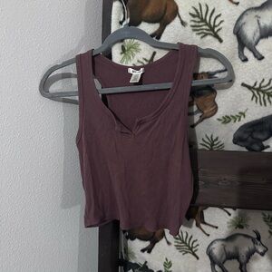 Brown tank top Henley style